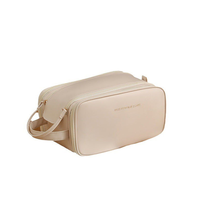 Dual-Zipper Travel Makeup Bag Large-Capacity High-Aesthetic Design