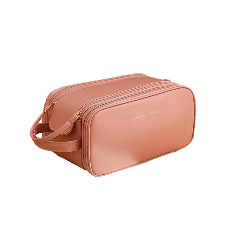 Dual-Zipper Travel Makeup Bag Large-Capacity High-Aesthetic Design