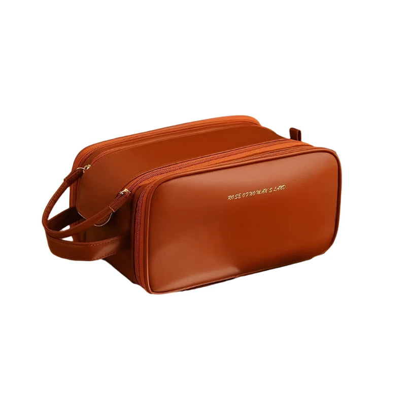 Dual-Zipper Travel Makeup Bag Large-Capacity High-Aesthetic Design