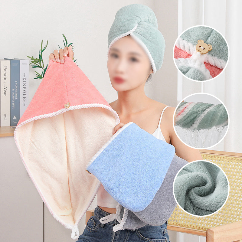 Double Layer Coral Velvet Quick Drying Hair Cap